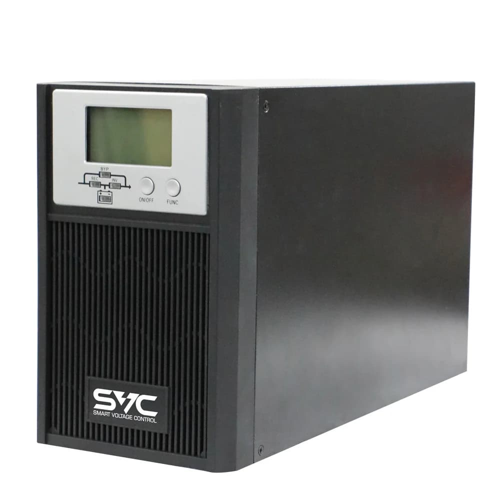 Источник бесперебойного питания, SVC, PTS-3KLN-LCD, Мощность 3000ВА/3000Вт, PTS-серия, On-Line, LCD\Интелектуальный слот\RS-232, USB порт, Диапазон работы AVR: 110-300В, Бат.: 12В/8Ah*8шт., Вентилят