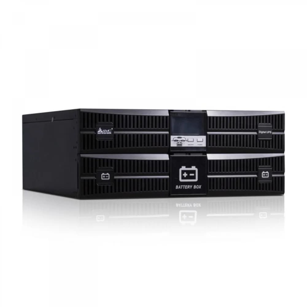 ИБП, SVC, RTU-2KL-LCD, (2000 ВА, 1600 Вт), Стоечный 19'' 3U, RTU-серия, USB-SMART, Защита телефонной линии, Диапазон работы AVR: 145-275В, Бат.: 9Ач*3 шт., Вентилятор: 8cм*1шт., 6 вых., Чёрный Cтоеч