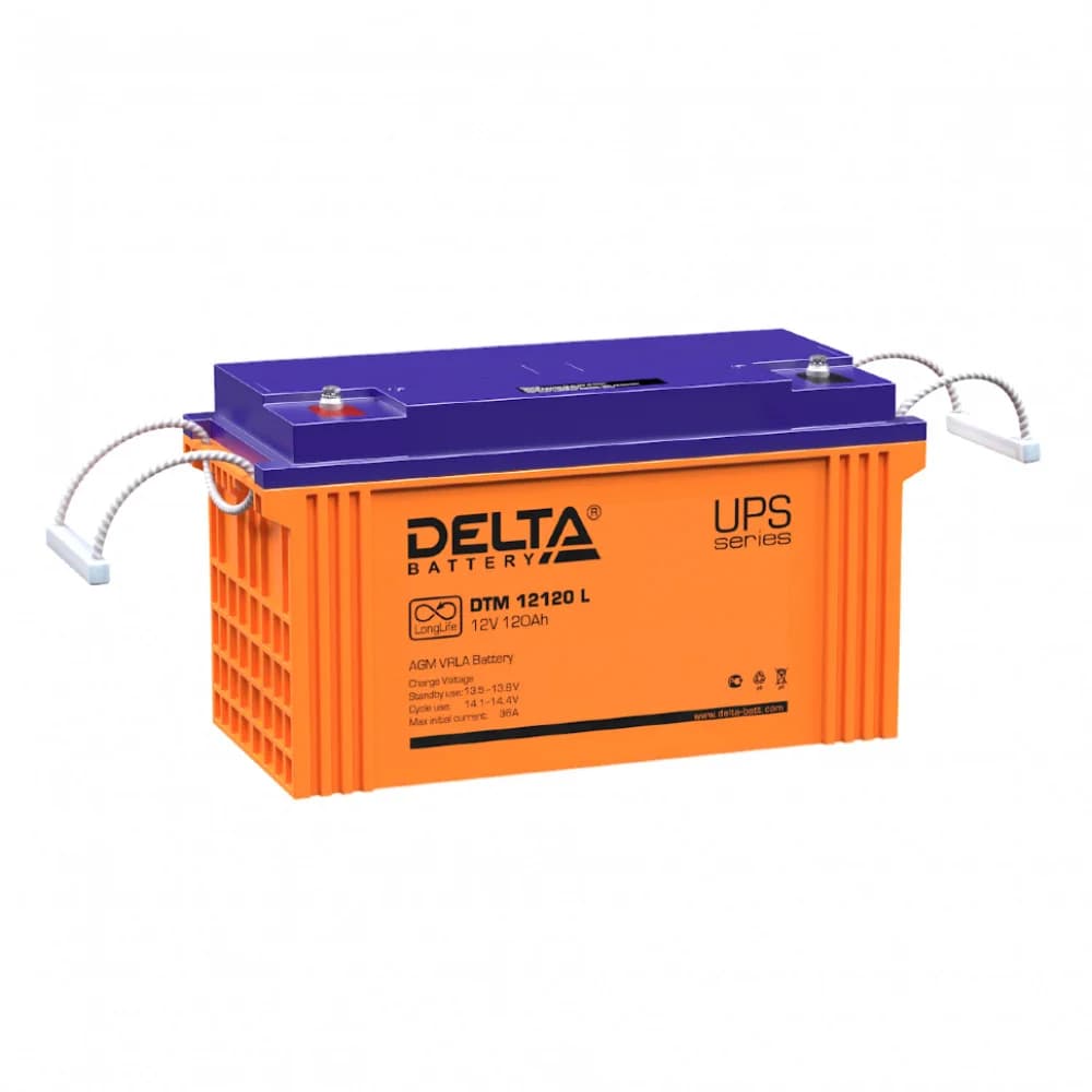 Аккумуляторная батарея Delta Battery DTM 12120 L, напряжение/емкость - 12/120 А, габариты 410x176x224мм