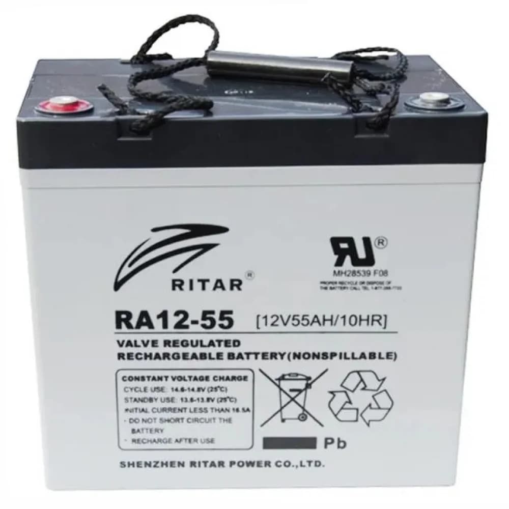 Батарея, Ritar, RA12-55, Свинцово-кислотная 12В 55 Ач, Вес нетто: 16.5 кг, Размер в мм.: 229*138*216