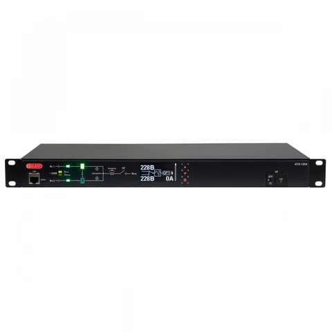 Автомат ввода резерва ELEMY ATS, 1U, 220B, 16A, Индикация: OLED-дисплей, Мониторинг: WEB, SNMP, Modbus-TCP, Вход (2) C20, Выход (1) C19 (9) C13 (аналог: AP4423, AP4423A)