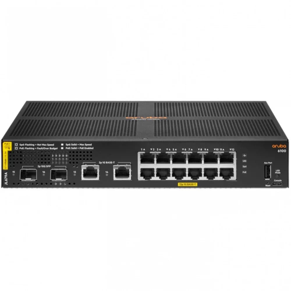 Коммутатор HP Enterprise/Aruba 6100 12G Class4 PoE 2G/2SFP+ 139W Switch