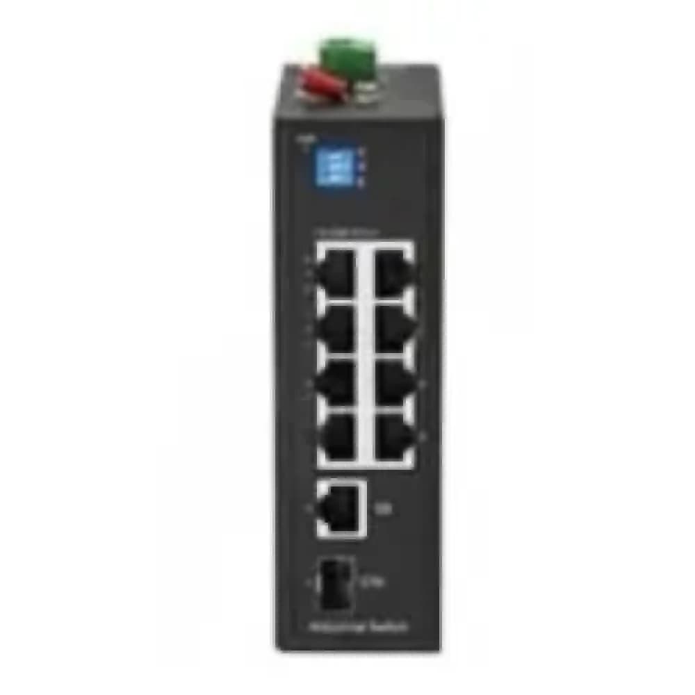 Коммутатор, BDCOM, IES200-LSTW1108P, Неуправляемый, 8 портов 10/100М RJ45, PoE 802.3af/at, 1 порт SFP, 1 порт GE RJ45, DC 48-55В, -40+75°C, DIN-rail, без блока питания