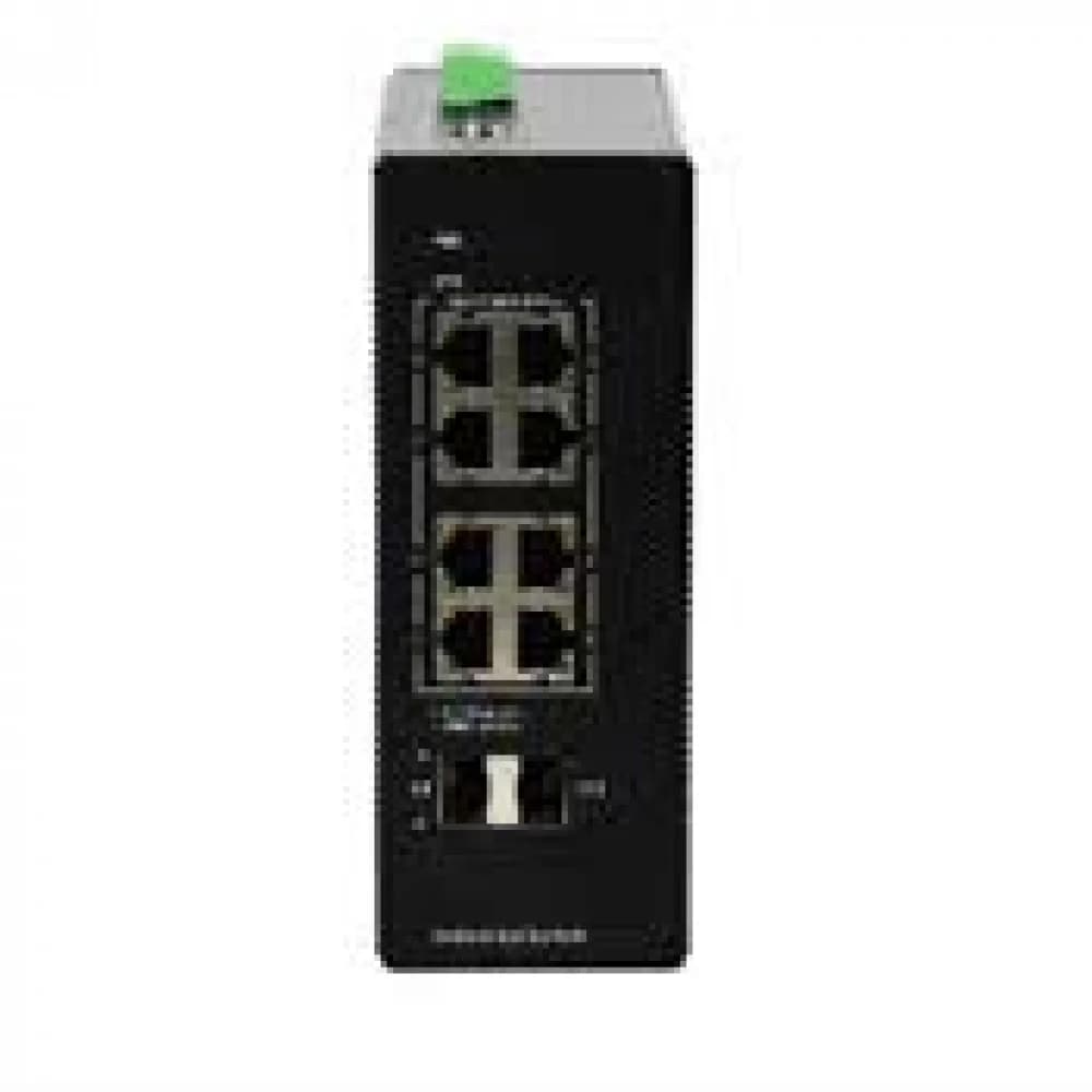Коммутатор, BDCOM, IES200-LSTW2080P, Неуправляемый, 8 портов 10/100/1000М RJ45, PoE 802.3af/at, 2 порта SFP, DC 48-55В Dual RPS, -40+75°C, DIN-rail, без блока питания