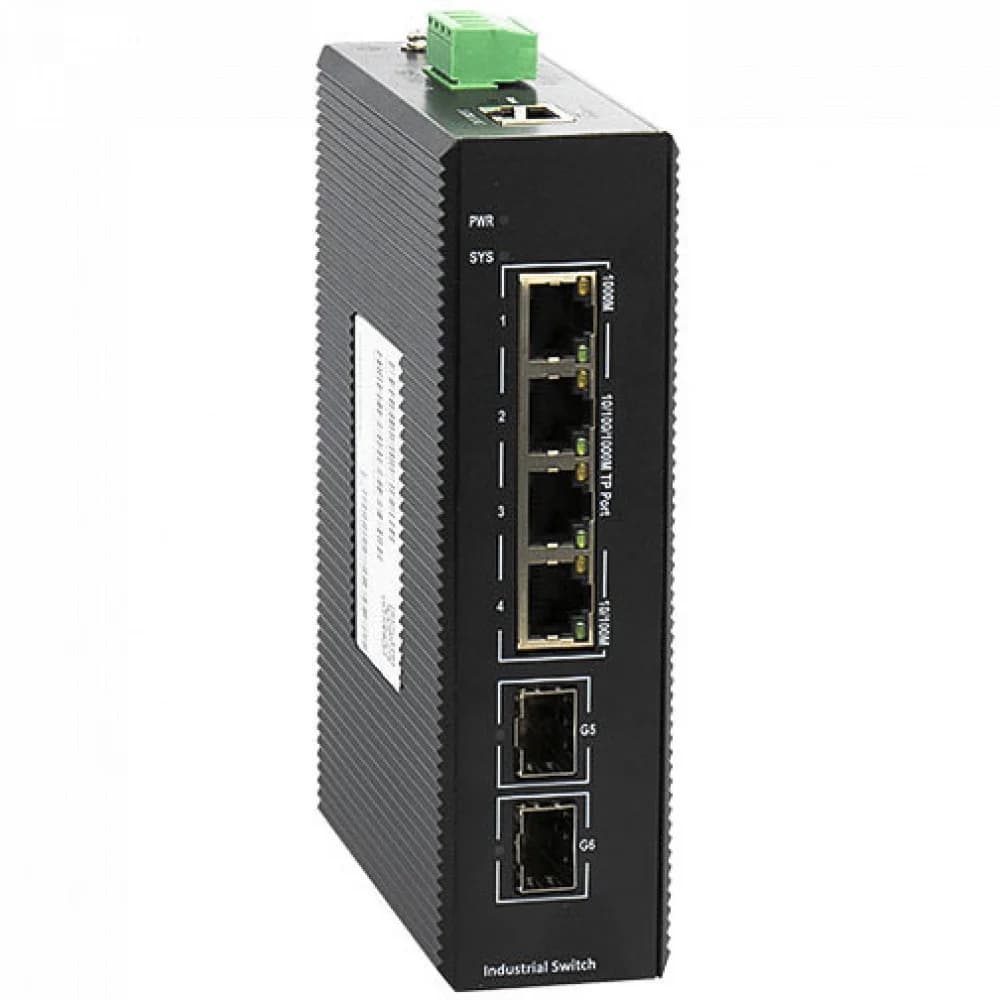 Коммутатор промышленный управляемый 2 порта SFP и 4 гигабит POE портов DC 48~55V -40~75°C - IES200-V25-2S4P