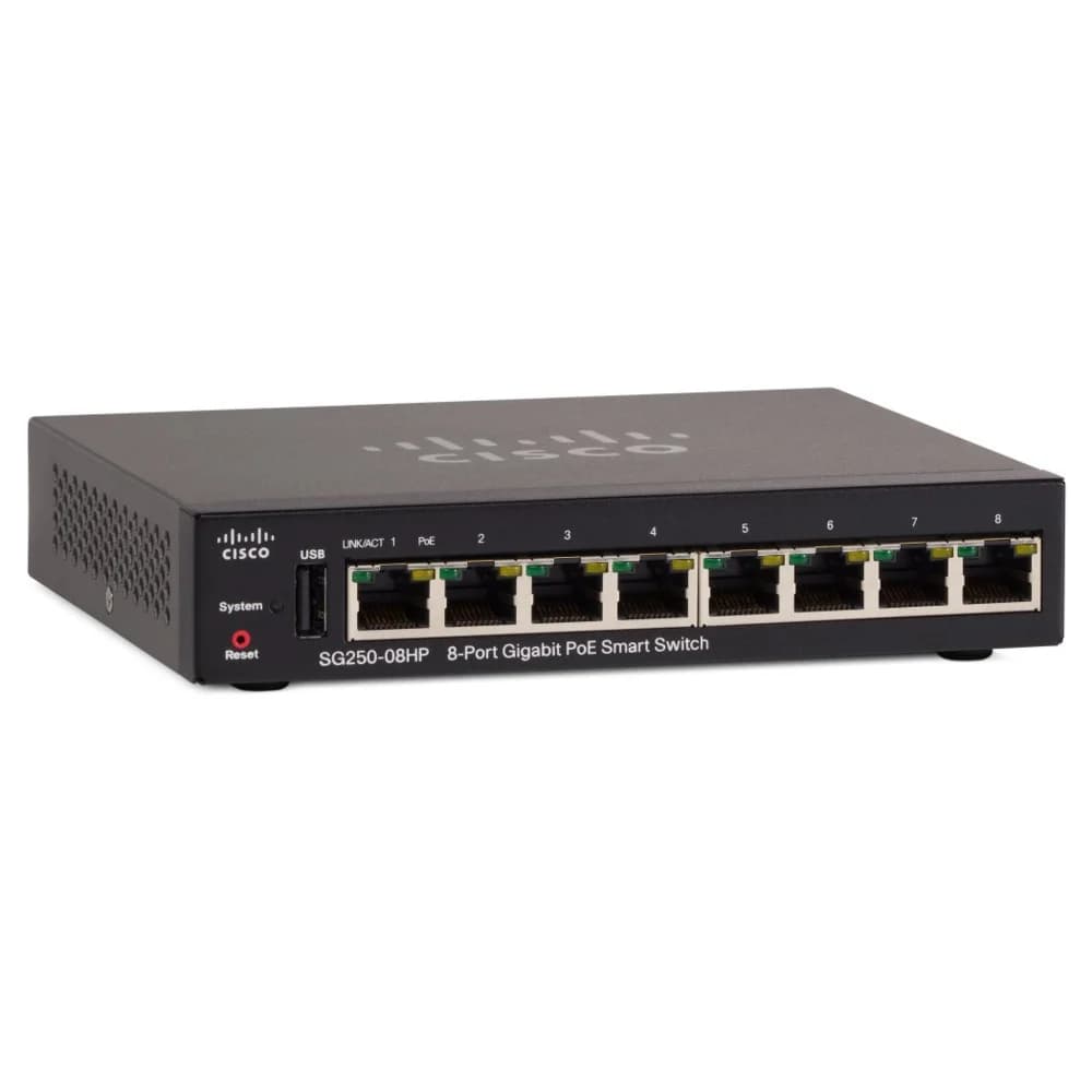 Cisco SG250-08HP 8-Port Gigabit PoE Smart Switch