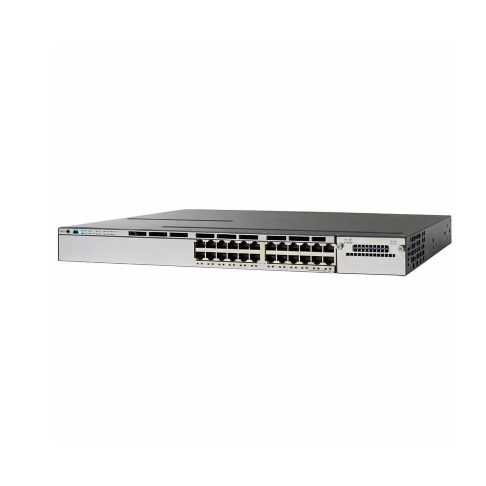 Stackable 24 10/100/1000 Ethernet ports, with 350WAC power supply 1 RU, IP Base feature set