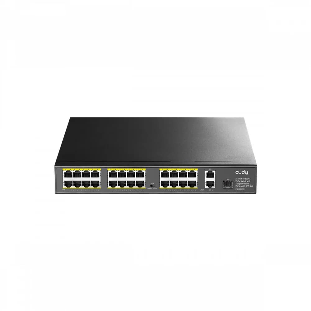 Коммутатор Cudy FS1026PS1 (L2) 24x100Мбит/с 2x1Гбит/с 1SFP 24PoE 24PoE+ 300W неуправляемый