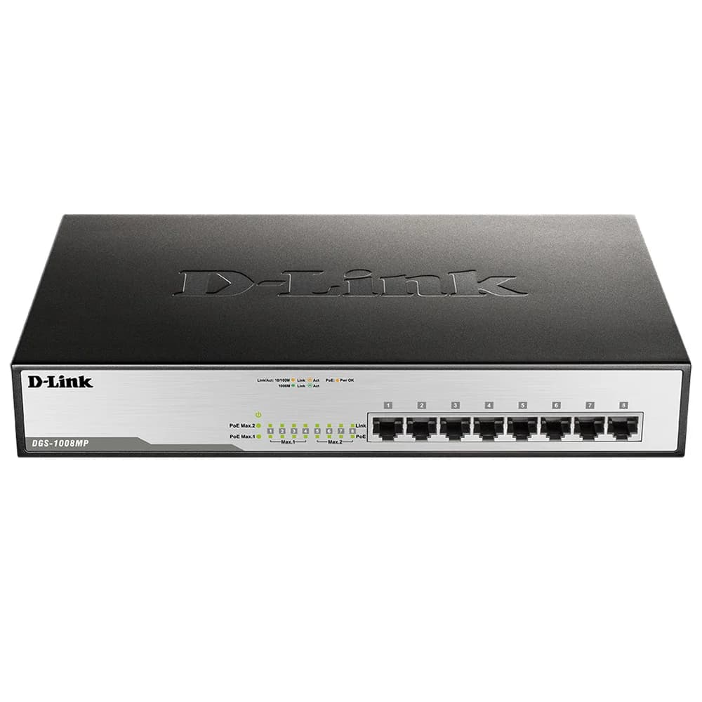 D-Link DGS-1008MP Коммутатор 8 портов 10/100/1000Base-T с поддержкой PoE (802.3at) /
