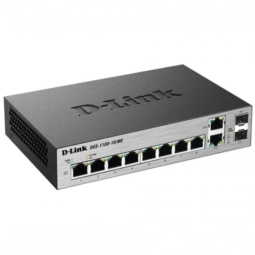 Коммутатор D-Link Настраиваемый коммутатор 2 уровня с 8 портами 10/100/1000Base-T и 2 комбо-портами 100/1000Base-T/SFP