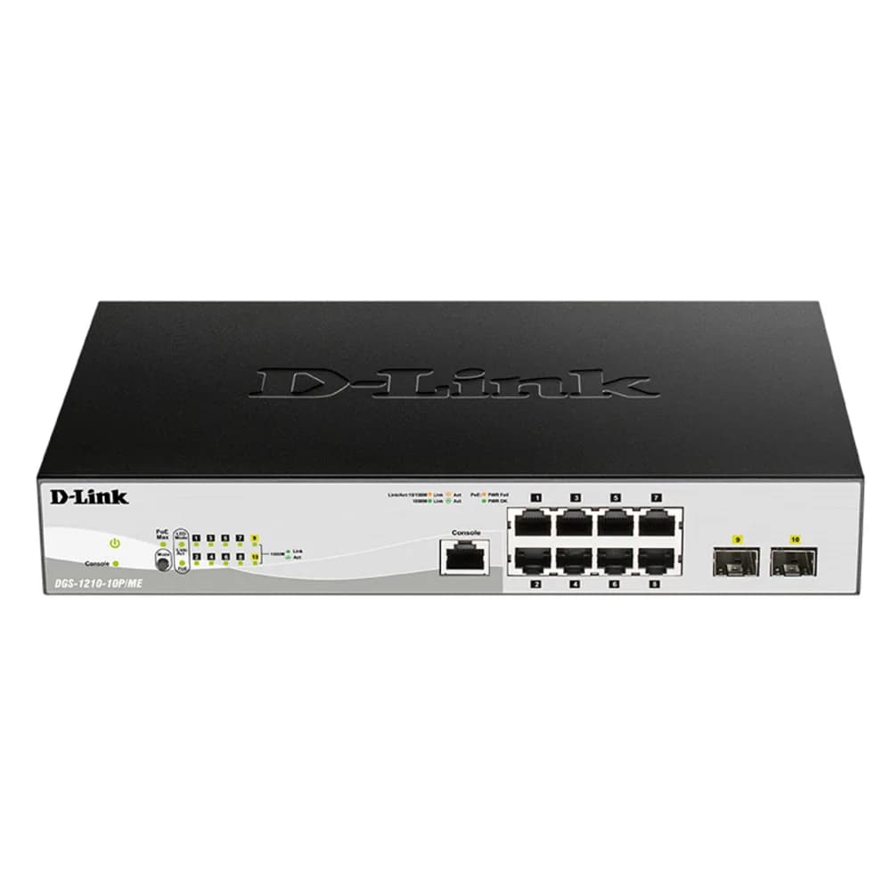 Коммутатор D-Link DGS-1210-10P/ME неуправляемый настольный/19U 8x10/100/1000BASE-T