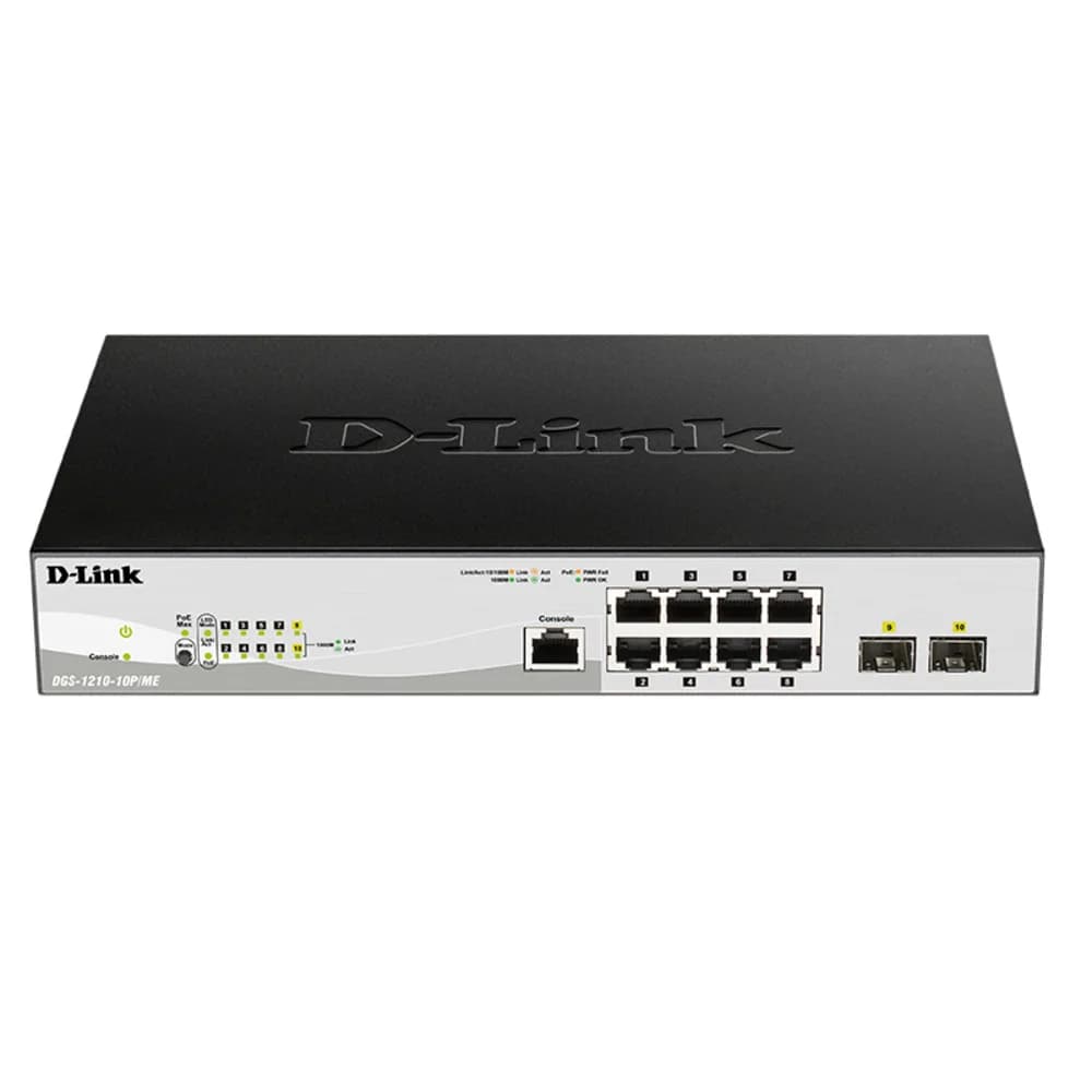 Коммутатор D-Link Коммутатор Metro Ethernet с 8 портами 10/100/1000Base-T с поддержкой PoE и 2 портами 1000Base-X SFP