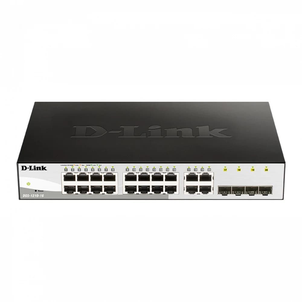 Коммутатор D-Link DGS-1210-16/G2A Настраиваемый L2 коммутатор с 16 портами 10/100/1000Base-T и 4 комбо-портами 100/1000Base-T/SFP