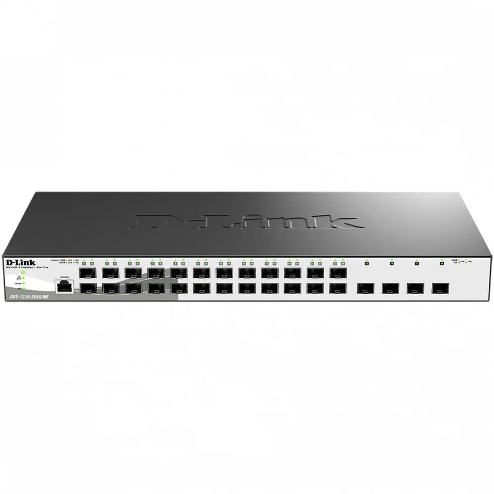 Коммутатор, D-Link, DGS-1210-28XS/ME/B2A, Управляемый L2 коммутатор с 24 портами 100/1000Base-X SFP и 4 портами 10GBase-X SFP+