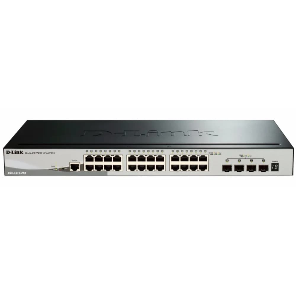 D-Link DGS-1510-28X/A1A Управляемый стекируемый коммутатор SmartPro с 24 портами 10/100/1000Base-T и 4 портами 10GBase-X SFP+ Характеристики: Стандарты и функции на портах IEEE 802.3 10BASE-T Ethern