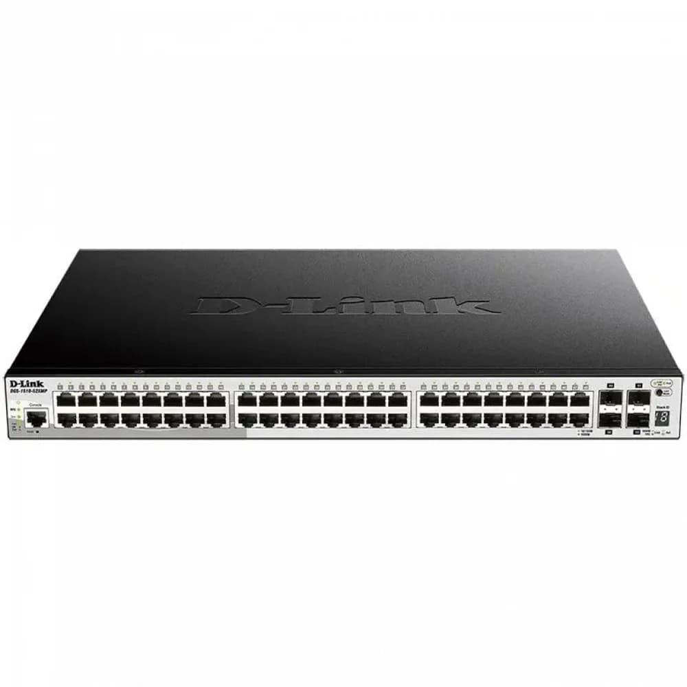 Коммутатор/ Управляемый L2+ стекируемый PoE-коммутатор, 48x1000Base-T PoE, 4x10GBase-X SFP+, PoE-бюджет 370 Вт (740 Вт с DPS-700), CLI, консольный порт RJ-45, RPS