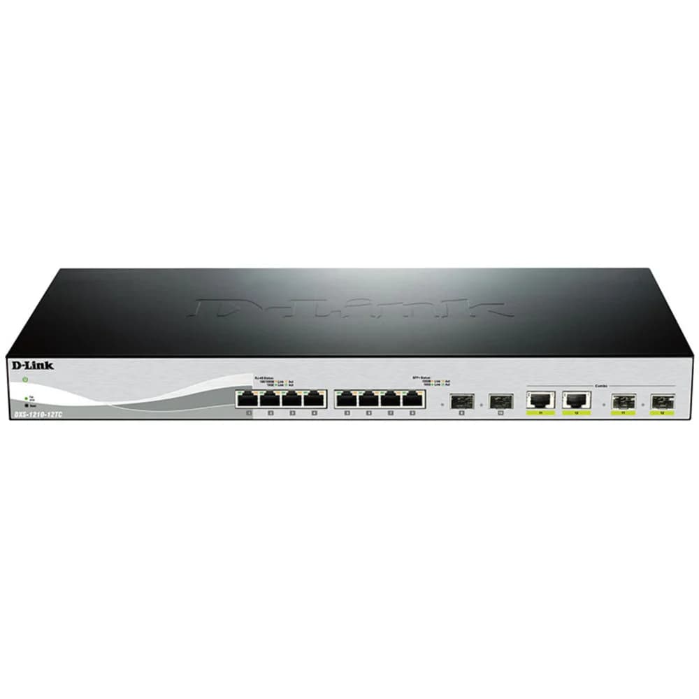 D-Link DXS-1210-12TC, 10 Gigabit Ethernet Smart Switch with 8-port 10GBASE-T + 2-port SFP + 2-port 10GBASE-T/SFP