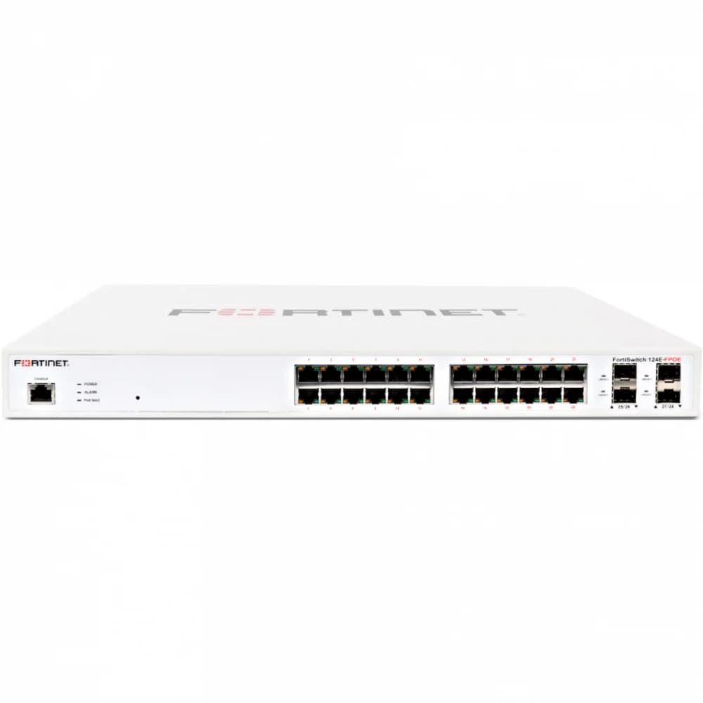 FortiSwitch-124F-FPOE L2+ managed POE switch with 24GE + 4SFP+, 24port POE with max 370W limit and smart fan temperature control