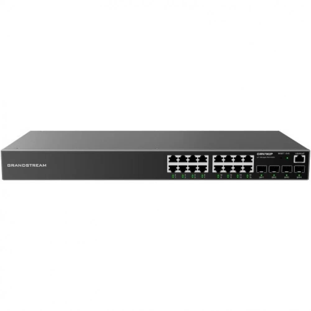 Коммутатор, Grandstream, GWN7802P, Управляемый L2+, 16x GbE RJ45 PoE 802.3 af/at, 240W, 4x SFP, стоечный
