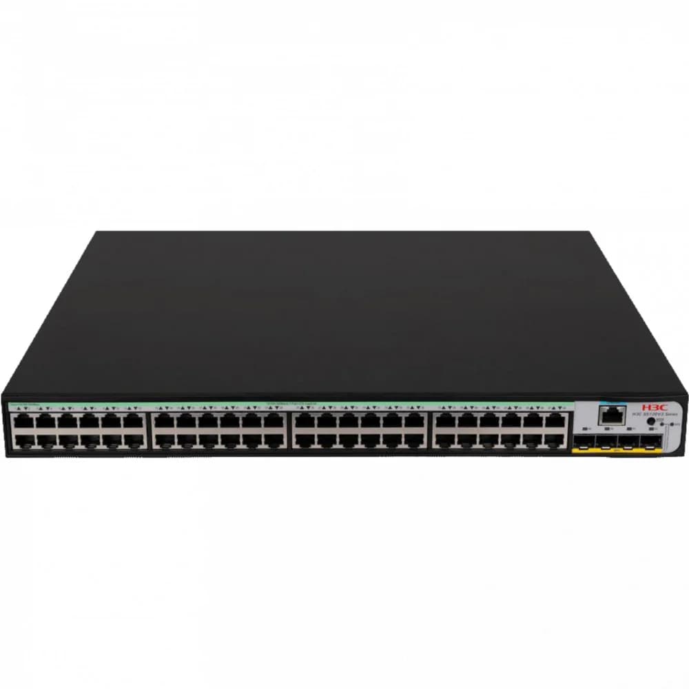 Коммутатор, H3C, LS-5120V3-52S-PWR-LI-GL, Управляемый L3, 48 портов 10/100/1000M (PoE 370Вт, 802.3af/at), 4 порта 1000M SFP+, AC 100~240 В, -10°C ~ +55°C