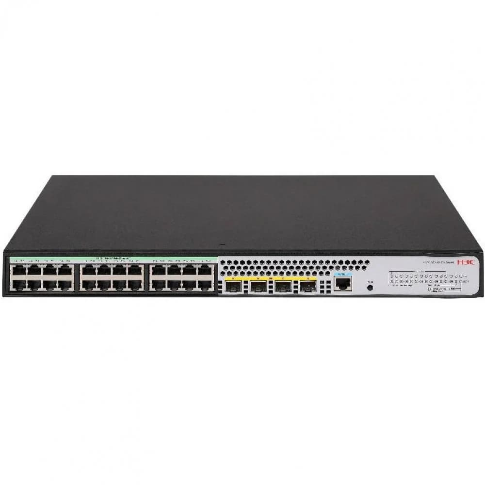 Коммутатор, H3C, LS-1850V2-28X-HPWR-GL, Управляемый L2, 24 порта 10/100/1000M (PoE 370Вт, 802.3af/at), 4 порта 1000M SFP+, AC 100~240 В, -10°C ~ +55°C
