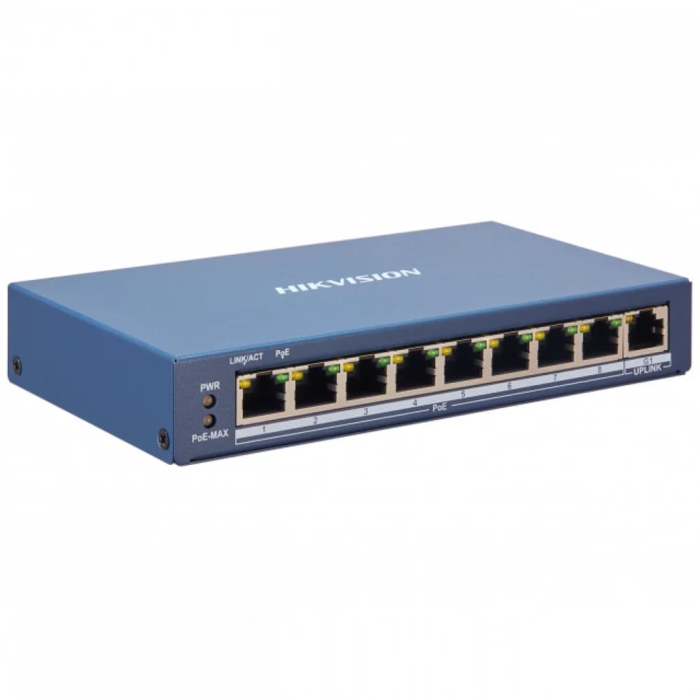 L2, Смарт-управляемый, 9 10/100M RJ45 PoE-порт, 1 10/100M RJ45 port, 802.3af/at, бюджет PoE 110Вт, поддержка режима передачи до 300м, визуализированная топология управления, контроль статуса сети, у