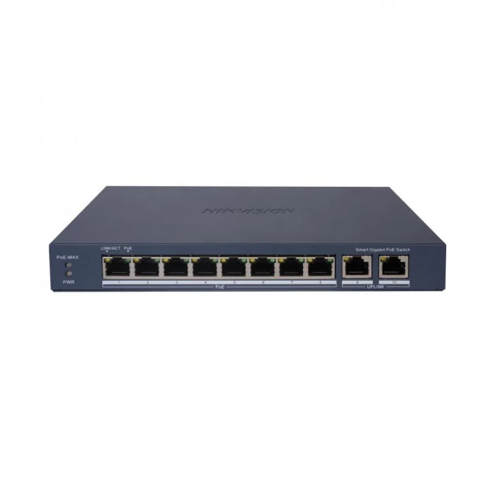 Hikvision DS-3E1510P-EI (V2) Коммутатор 8-портовый PoE, управление через Hik-Partner Pro