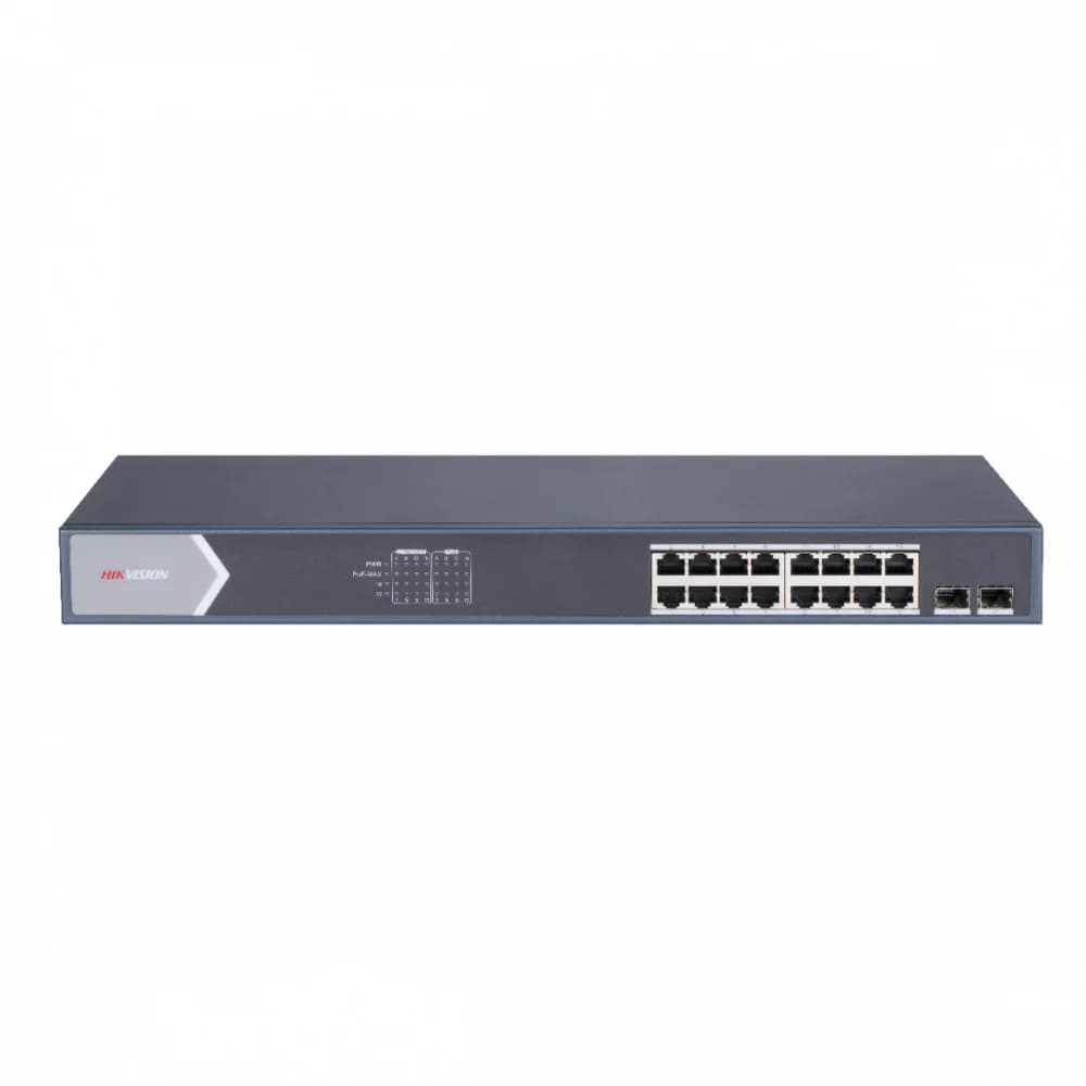 L2, Смарт-управляемый, 161000M RJ45 PoE-порт, 2 Gigabit combo порт, 802.3af/at, бюджет PoE 225W, поддержка режима передачи до 300м, визуализированная топология управления(Hik-Central/iVMS 4204/Hik-P