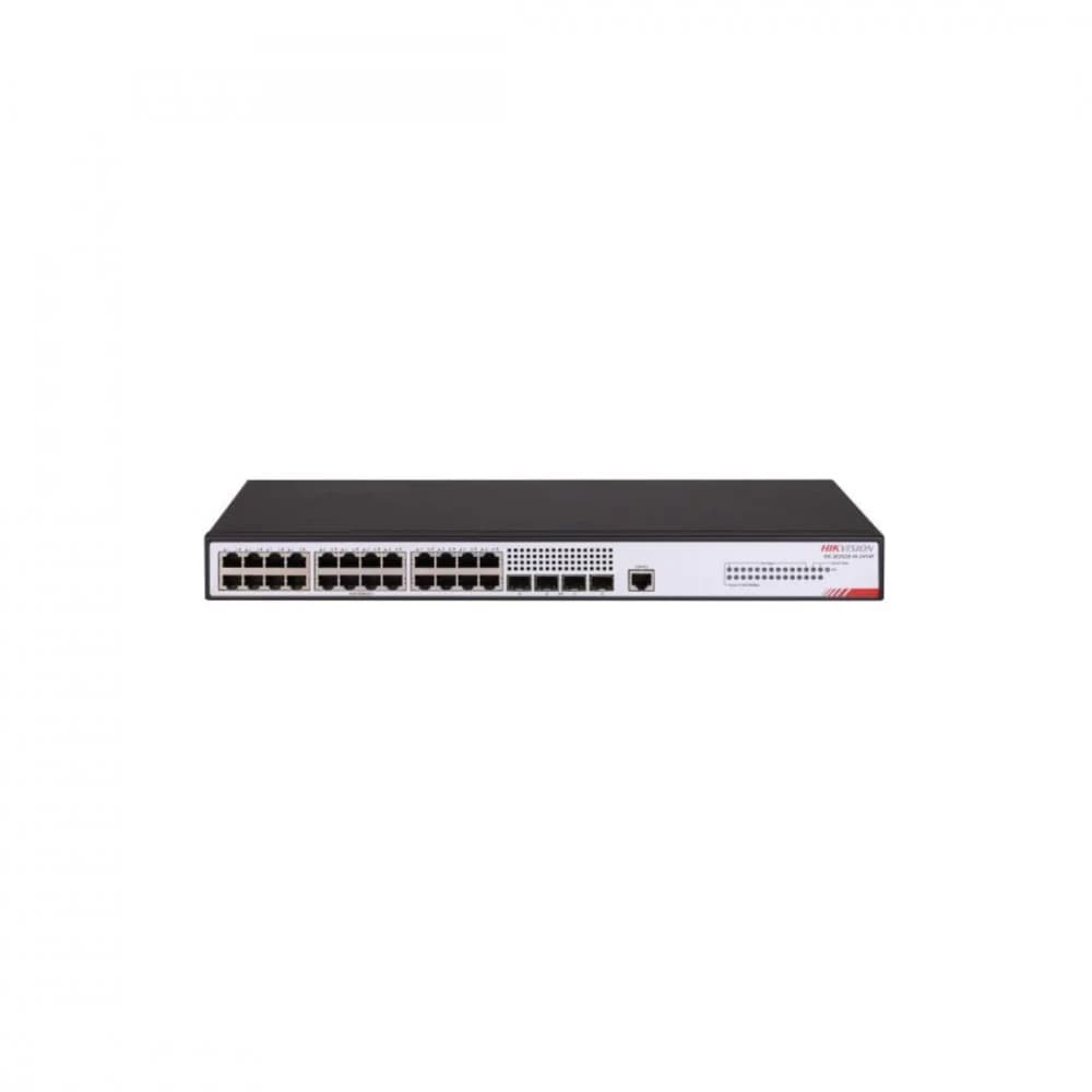 Коммутатор, Hikvision, DS-3E2528-HI-24T4F, Управляемый, 24 порта 10/100/1000 Mbps, 4 ? 1Gbit SFP port, Стоечный Метал