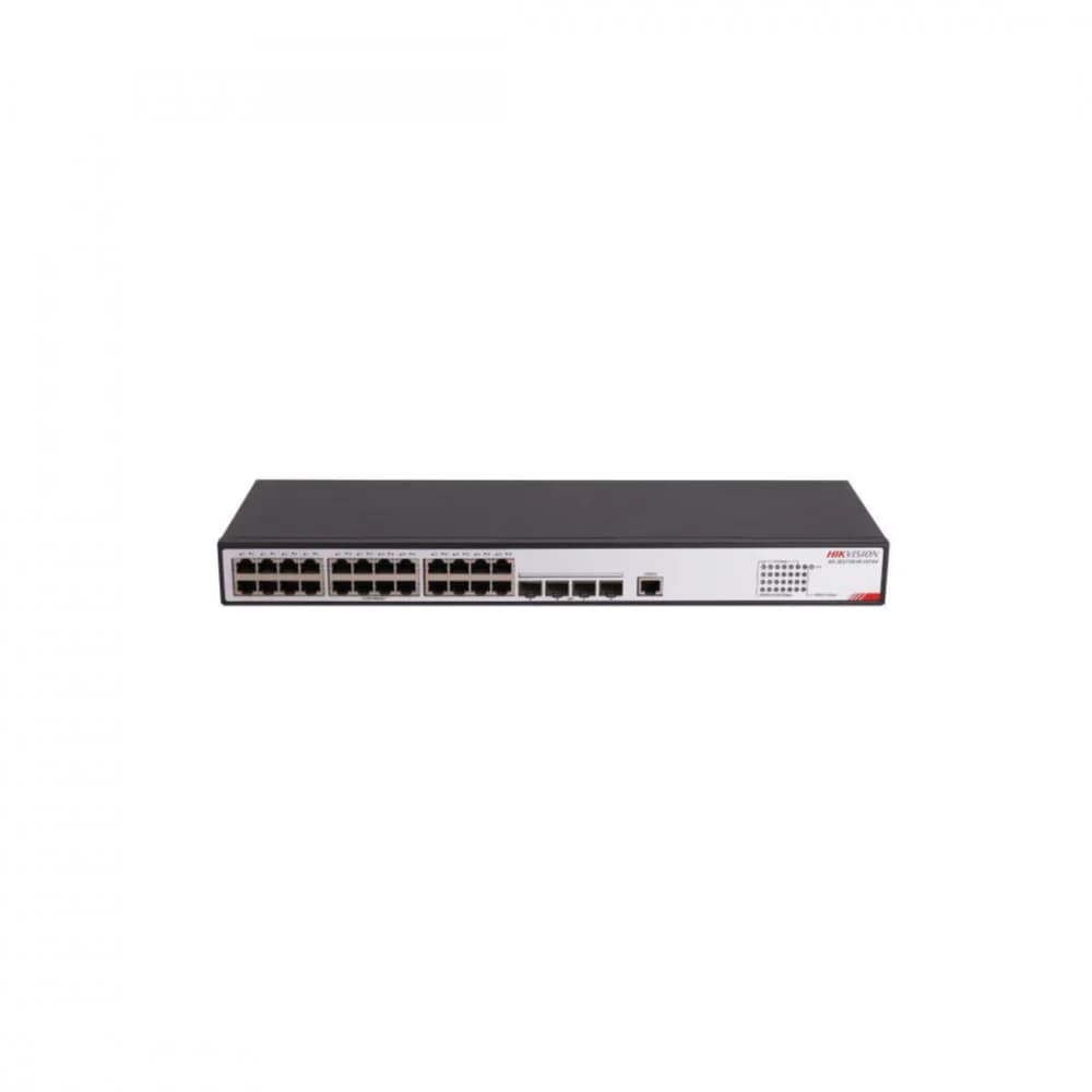 Коммутатор, Hikvision, DS-3E2728-HI-24T4X, Управляемый, 24 порта 10/100/1000 Mbps, 4 порта 10G SFP+, Стоечный, Метал