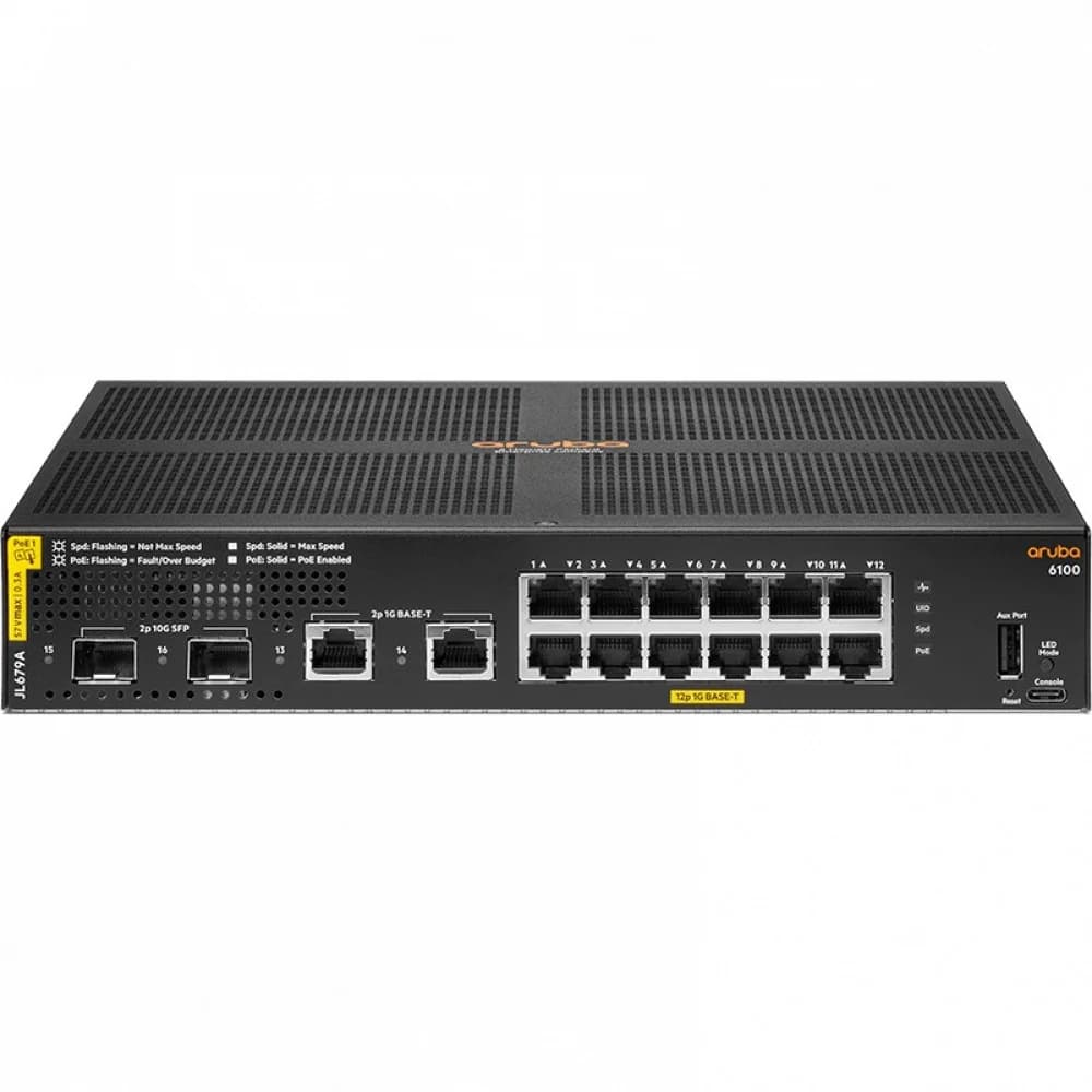 Коммутатор HPE Aruba 6100 JL679A#ABB 12G 2SFP+ 12PoE+ 139W управляемый
