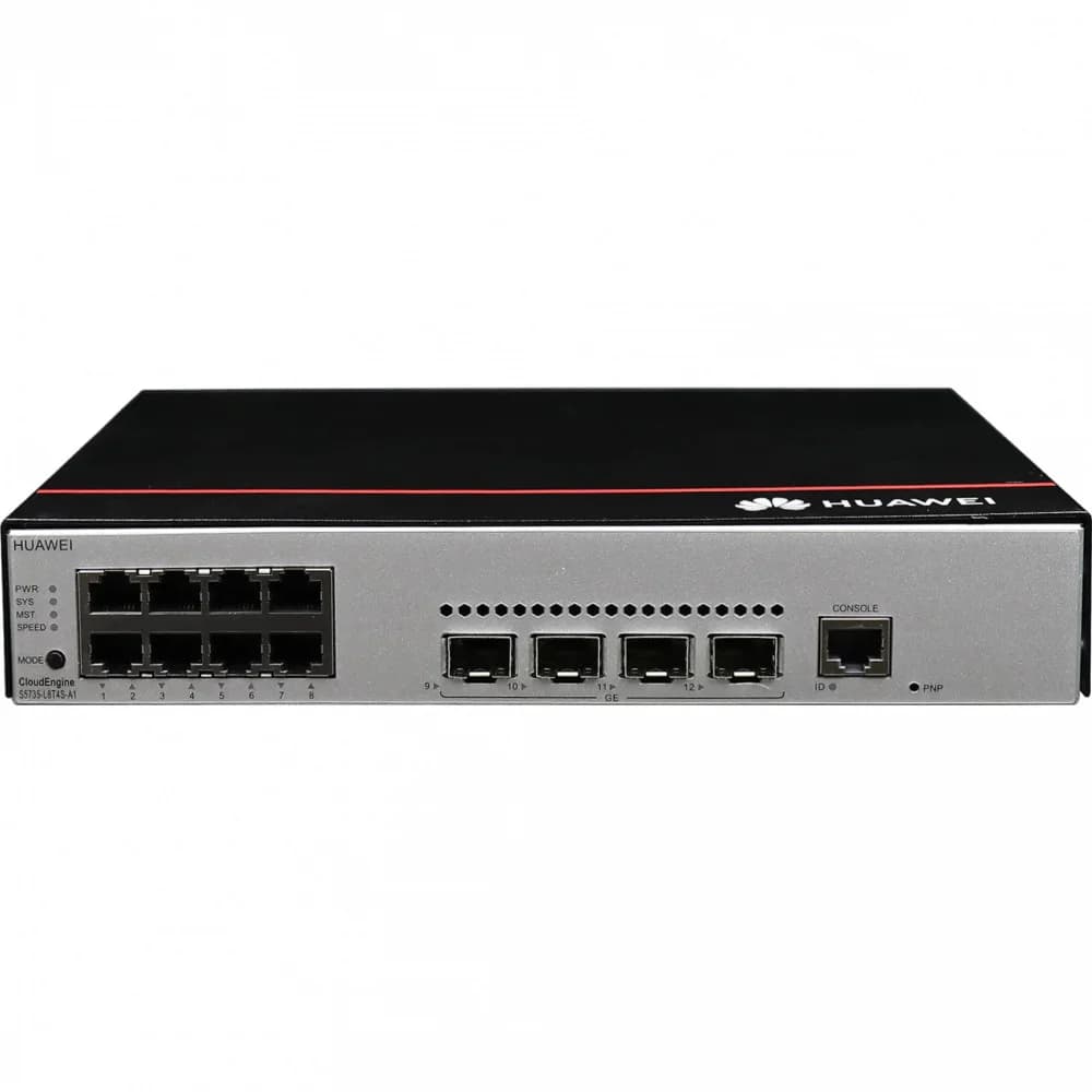 Коммутатор Huawei S5735-L8P4S-A1 (8*10/100/1000BASE-T ports, 4*GE SFP ports, PoE+, AC power) NEW,