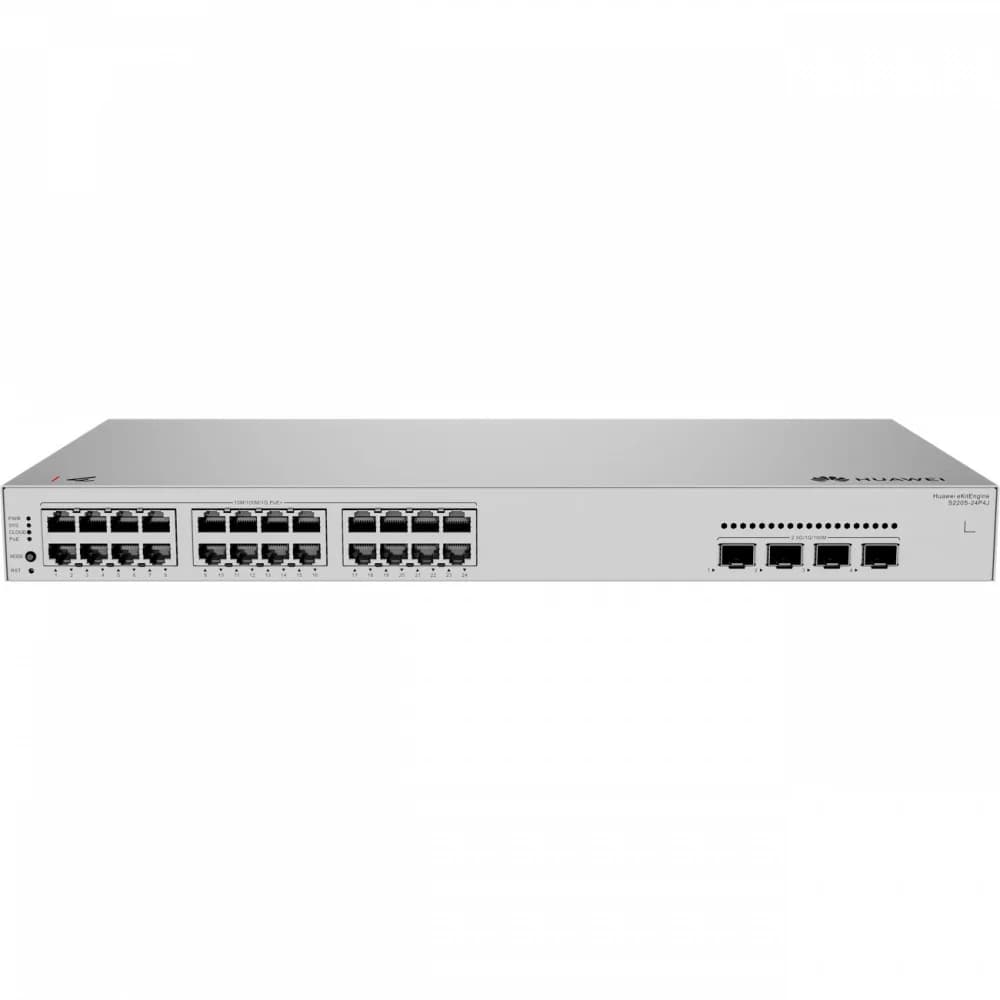 Коммутатор HUAWEI S220S-24P4J (L2, 24*10/100/1000BASE-T PoE+ ports 400W, 2*10GE SFP+, 2*2.5GE SFP ports, AC power)