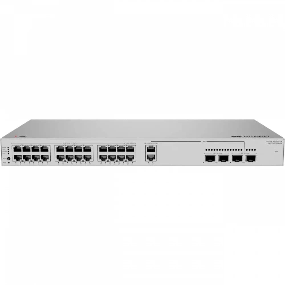 Коммутатор, Huawei, S310S-26PN4JX, Управляемый L2+, 22*10/100/1000BASE-T (PoE), 2*10/100/1000/2.5GBASE-T (PoE) Combo (RJ45/2.5GSFP), 2*10/100/1000BASE-T, 2 x 10GE SFP+, PoE 802.3af/at, 400W, Стоечны