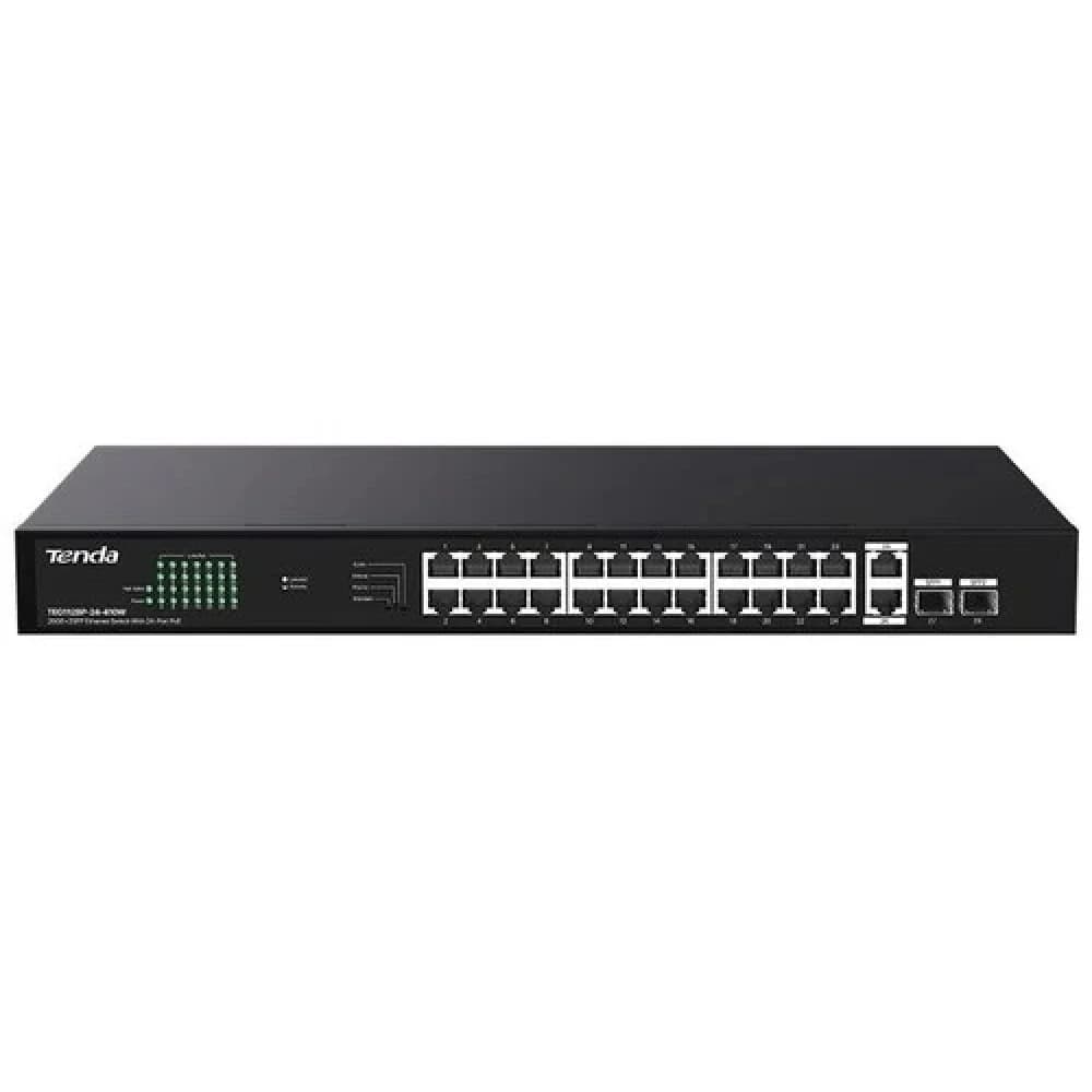 IP-COM G1128P-24-410W Коммутатор неуправляемый PoE, 28 портов, 26x1 Гбит/с, SFP 2x1 Гбит/с, PoE 24x30 Вт (до 370 Вт)