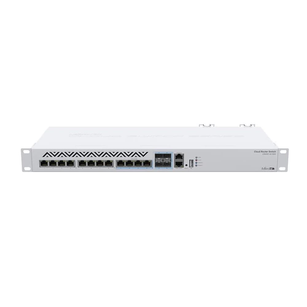 CRS312-4C+8XG-RM Cloud Router Switch 312-4C+8XG-RM with 8 x 1G/2.5G/5G/10G RJ45 Ethernet LAN, 4x Combo ports (1G/2.5G/5G/10G RJ45 Ethernet LAN or 10G SFP+), 1x LAN port for management, RouterOS L5 o