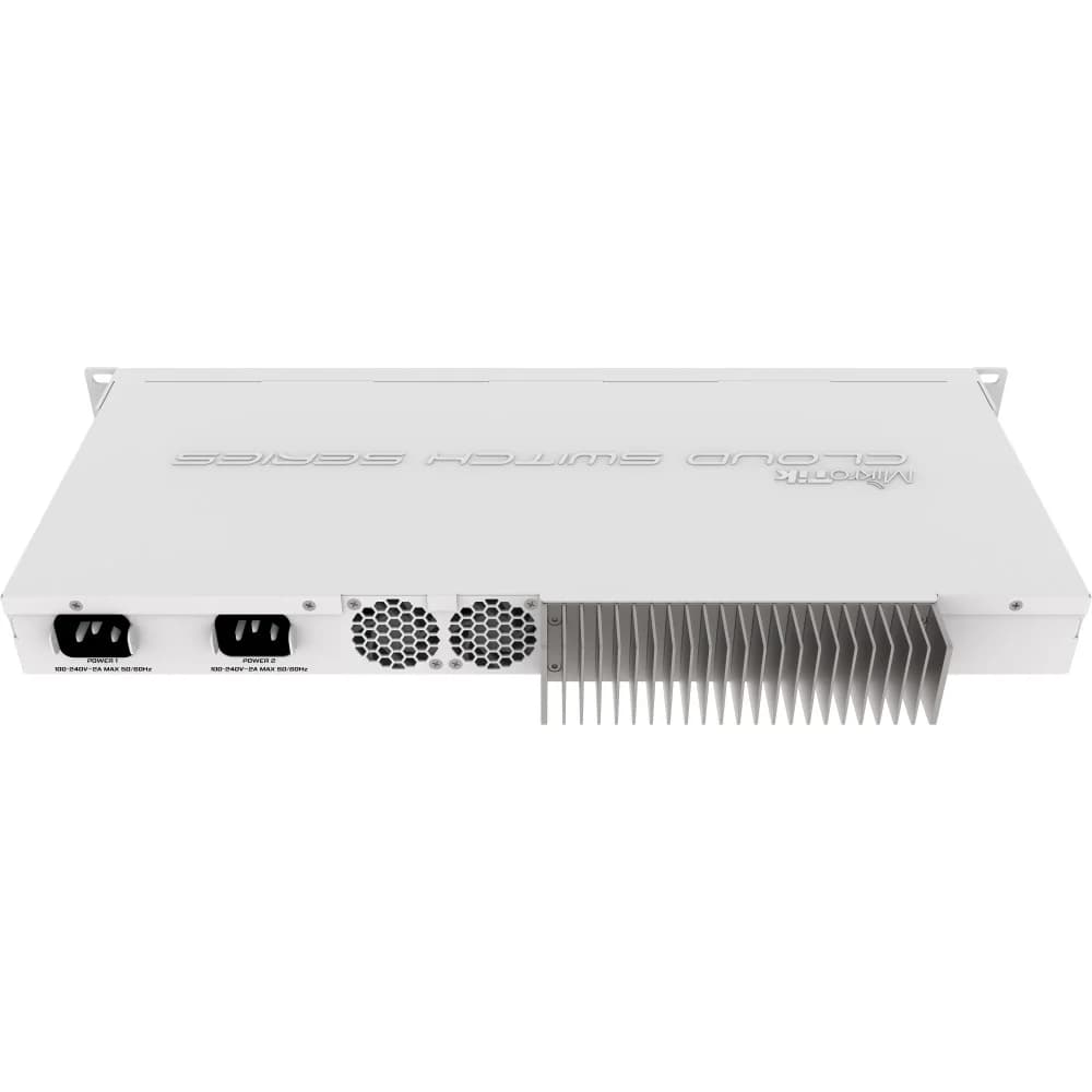 MikroTik Cloud Router Switch 317-1G-16S+RM with 800MHz CPU, 1GB RAM, 1xGigabit LAN, 16xSFP+ cages, RouterOS L6 or SwitchOS (dual boot), passive cooling 1U rackmount enclosure, Dual redundant PSU