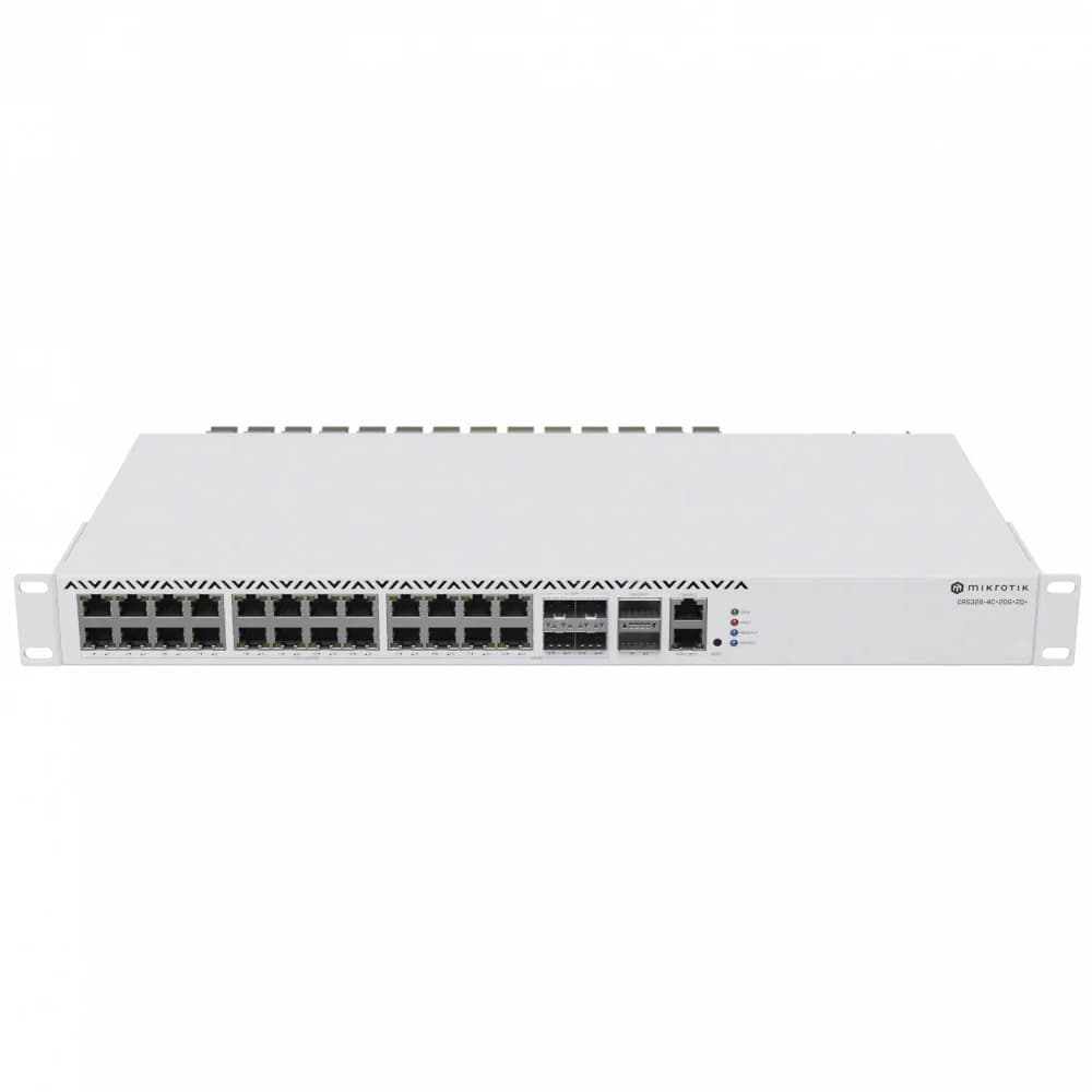 Коммутатор, MikroTik, CRS326-4C+20G+2Q+RM, Cloud Router Switch , 20 портов 2,5G, 1 порт 100М, 4 комбо- порта 2.5G ETH/10G SFP+, 2 порта 40G QSFP, RouterOS (7), -20°C to 60°C, стоечный