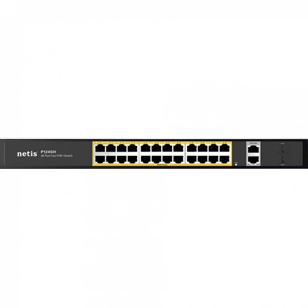 Коммутатор Netis P124GH, 24x10/100 LAN PoE, 2xGigabit Uplink, 2xSFP, 320W PoE