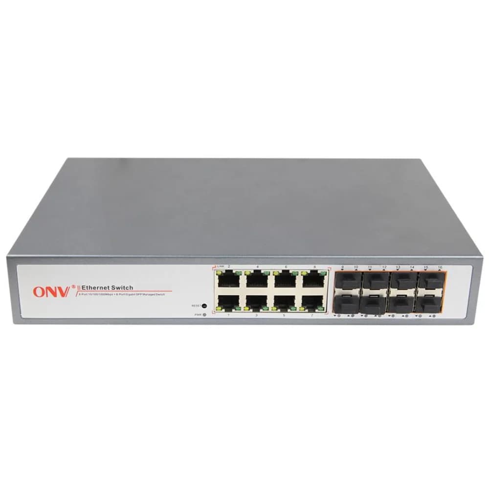 Коммутатор оптоволоконный управляемый 8-портов SFP/ 8 портов 10/100/1000M RJ45 ONV 33168FM