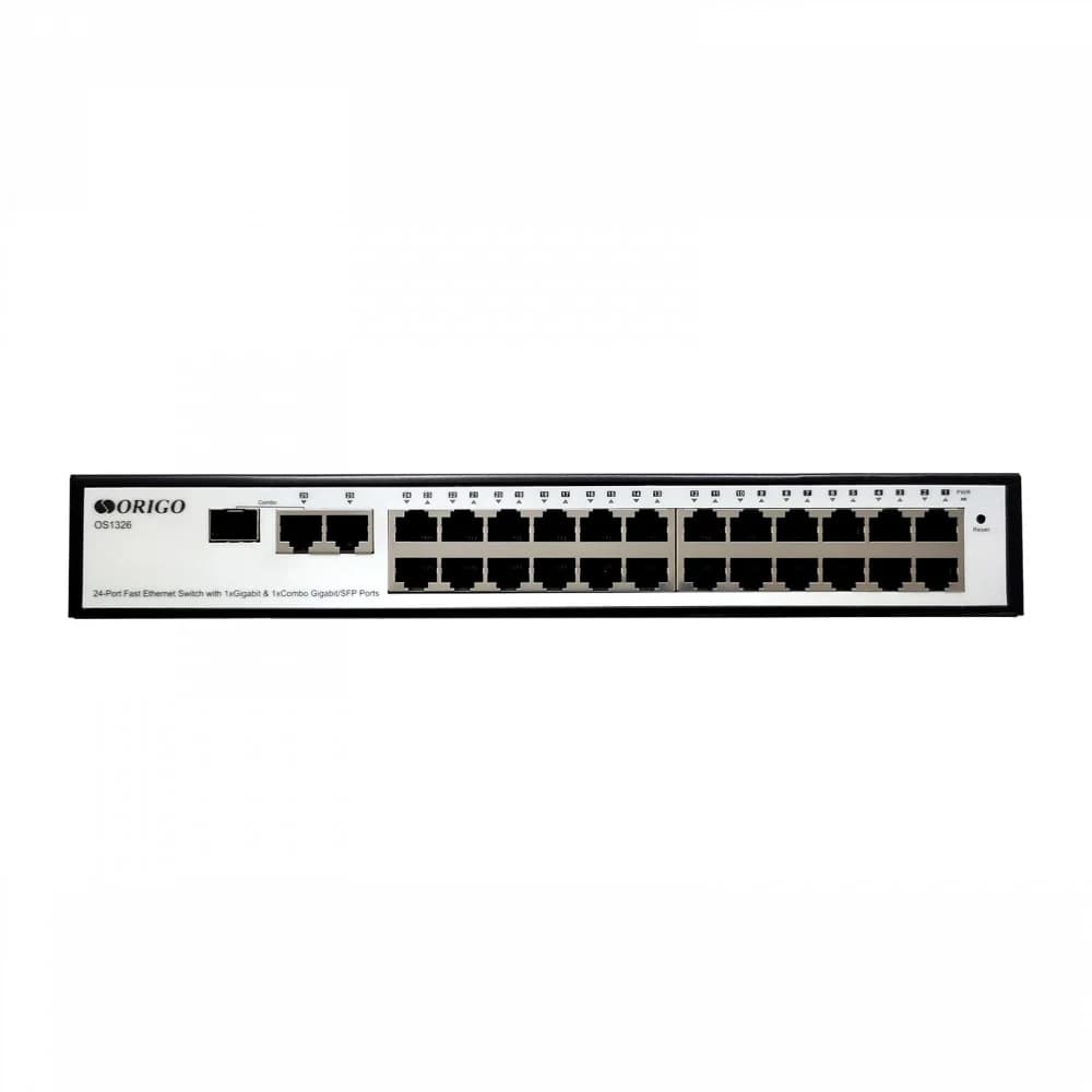 Коммутатор ORIGO Smart Managed Switch 24x100Base-TX, 1x1000Base-T, 1xCombo 1000Base-T/SFP, 19" w/brackets