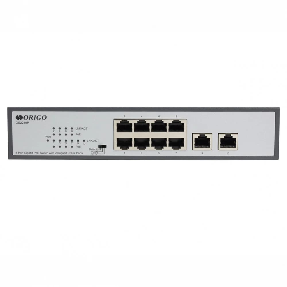 Unmanaged Switch 8x1000Base-T PoE, 2x1000Base-T, PoE Budget 120W, Long-range PoE up to 250m, 19" w/brackets