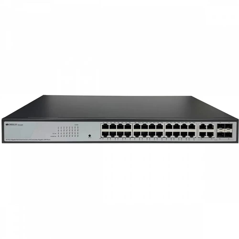 Коммутатор Origo OS2328P/360W OS2328P/360W/A1A (L2) 24x1Гбит/с 4xКомбо(1000BASE-T/SFP) 24PoE 360W настраиваемый