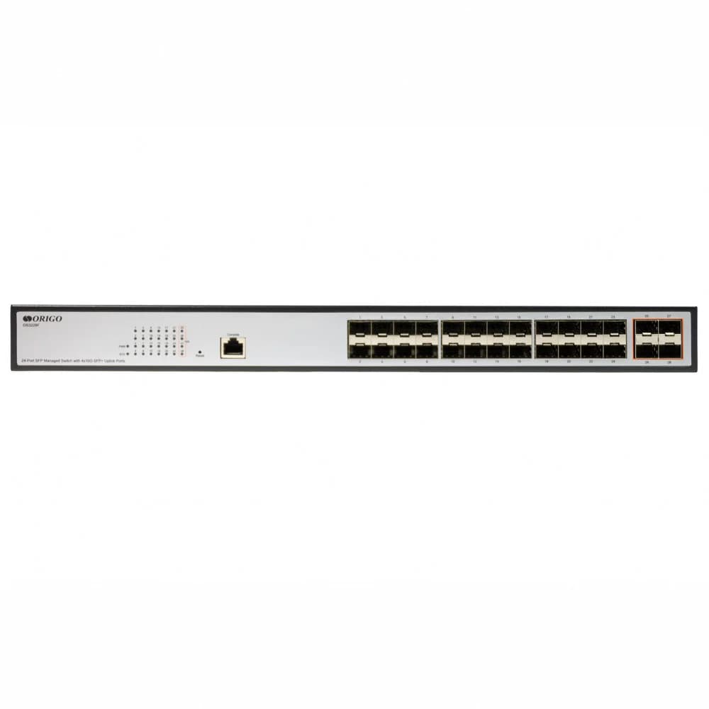 Managed L3 Switch 24x1000Base-X SFP, 4x10GBase-X SFP+, RJ45 Console, 19" w/brackets