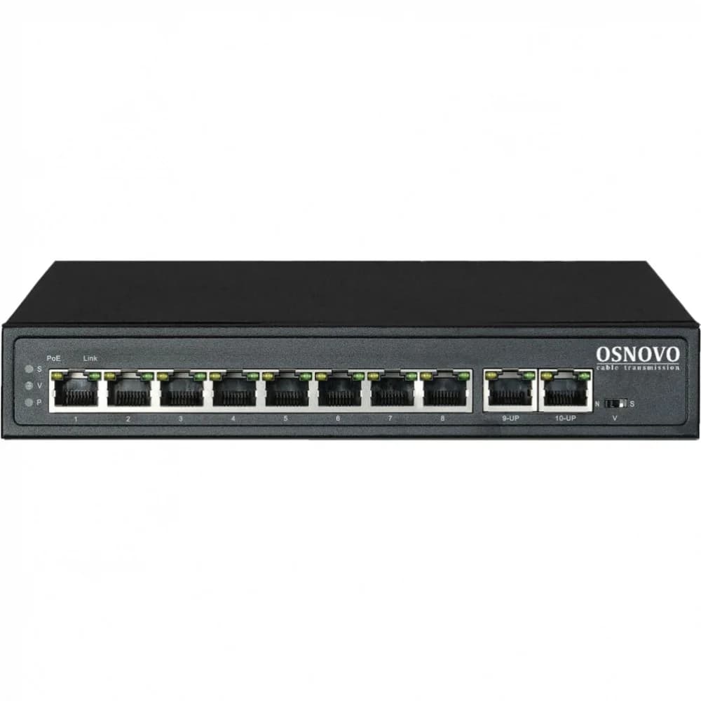 PoE коммутатор, 8 x FE с поддержкой PoE (IEEE 802.3af/at), 2 x GE, до 30W на порт, суммарно до 115W