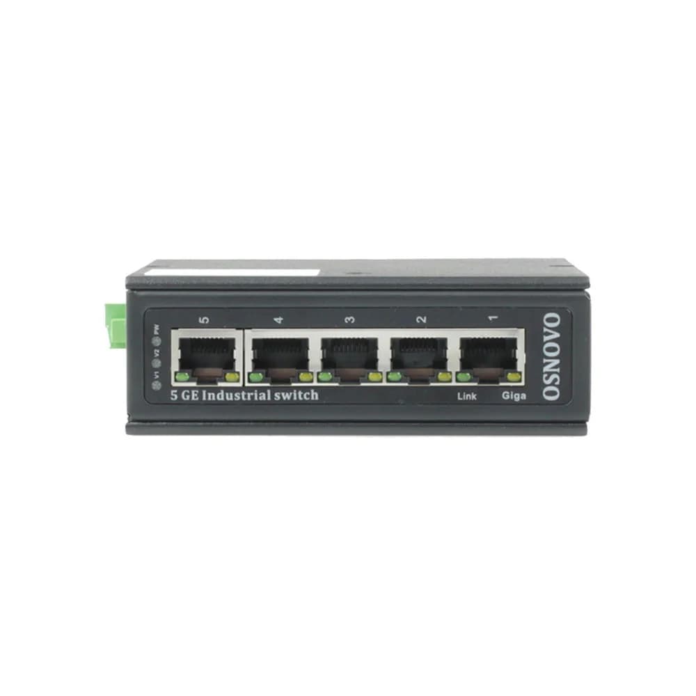 Коммутатор/ OSNOVO SW-70500-I Промышленный коммутатор Gb Ethernet на 5 портов, 5*10/100/1000Base-T, Встроенная грозозащита 6кВ, БП в комплект НЕ входит, монтаж на DIN-рейку (крепление в комплекте)