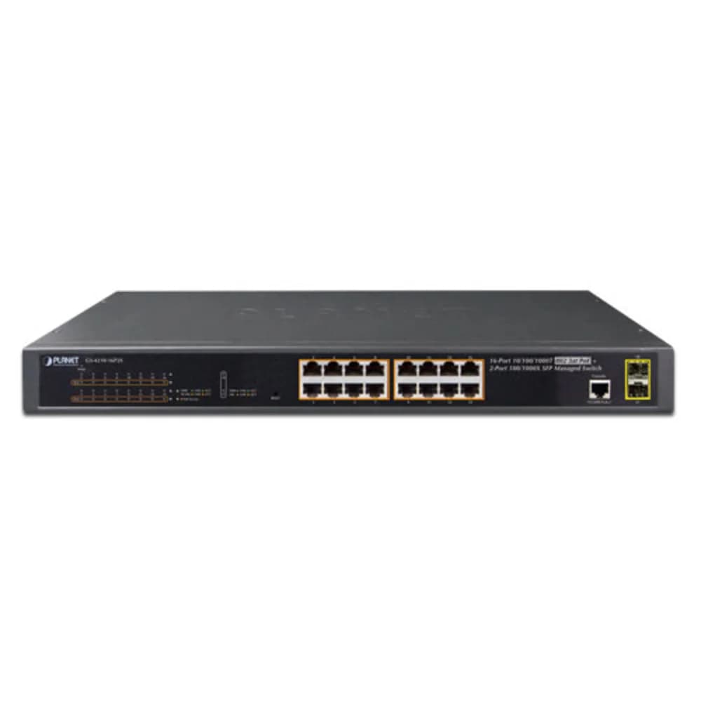 IPv6/IPv4, 16-Port Managed 802.3at POE+ Gigabit Ethernet Switch + 2-Port 100/1000X SFP (220W)