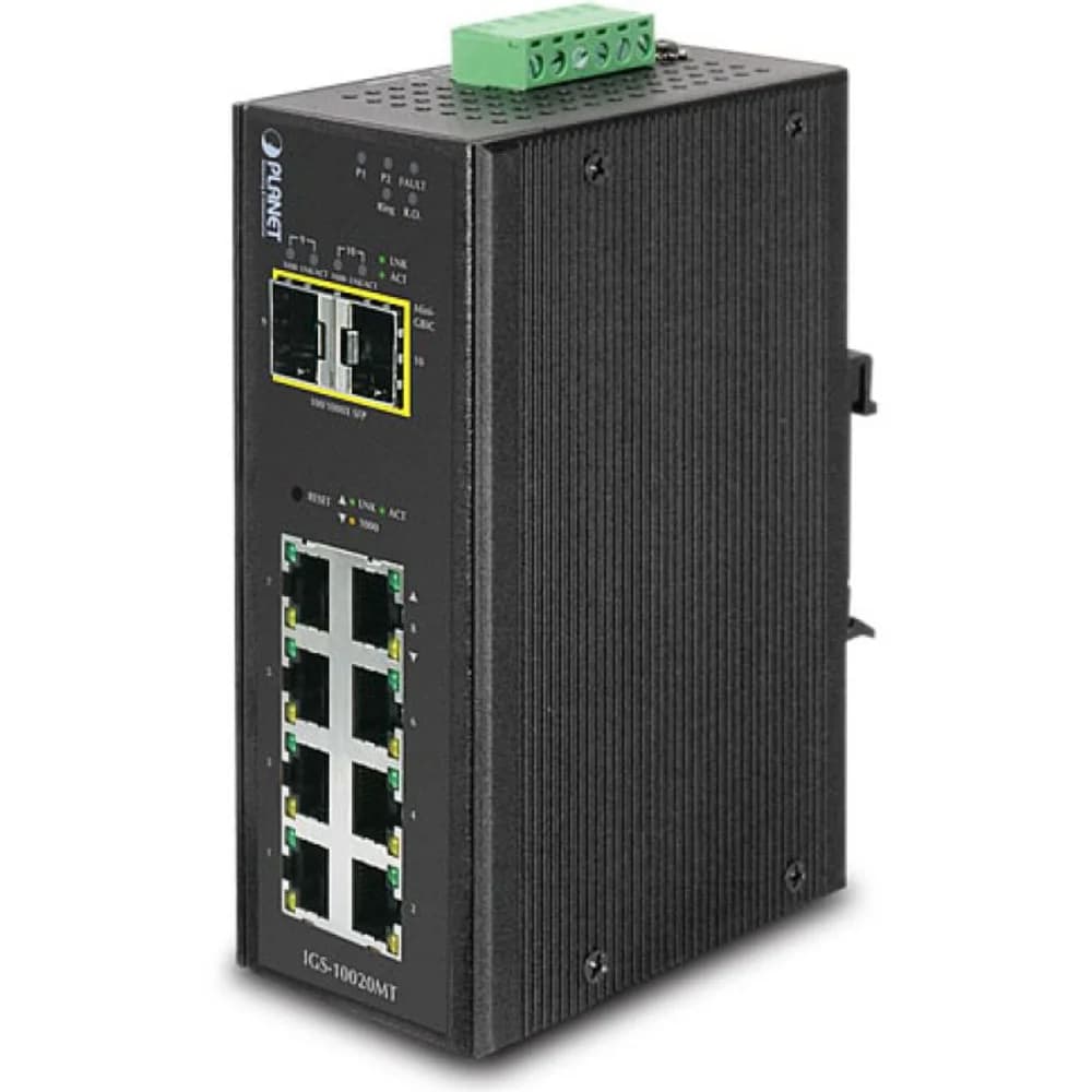 IP30 Industrial 8* 1000TP + 2* 100/1000F SFP Full Managed Ethernet Switch (-40 to 75 degree C), 1588