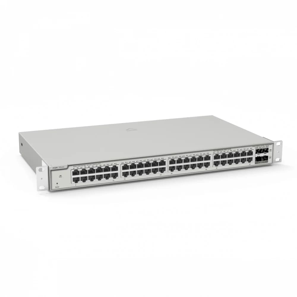 Reyee 48-Port 10G L2+ Managed Switch, 48 Gigabit RJ45 Ports, 4 *10G SFP+ Slots,19-inch Rack-mountable Steel Case, Static Routing