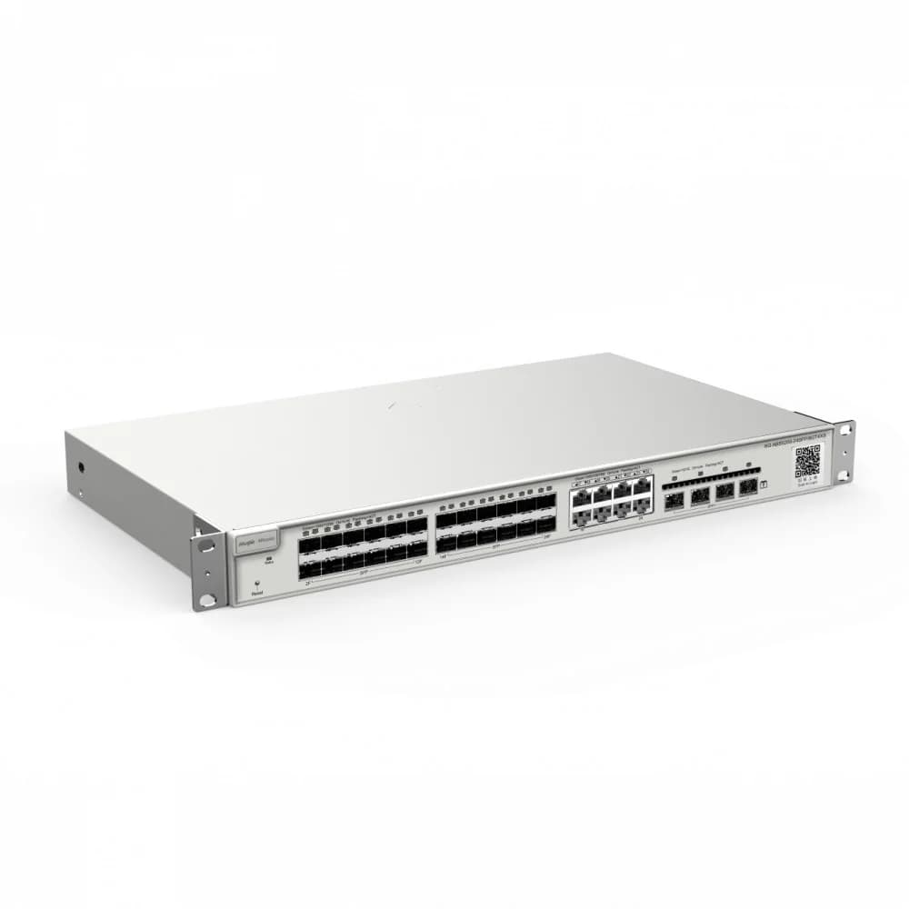 Reyee 24-Port SFP L2+ Managed Switch, 24 SFP Slots, 8 Gigabit RJ45 Combo Ports,4 *10G SFP+ Slots,19-inch Rack-mountable Steel Case, Static Routing